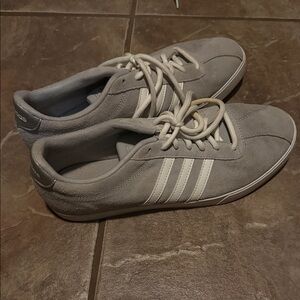 Adidas Light Gray Suede Sneakers with White Stripes
